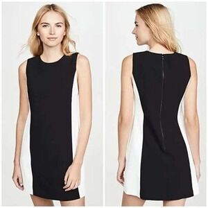 Alice + Olivia Coley Princess-Seam A-Line Shift Dress 4 Black White Minimalist